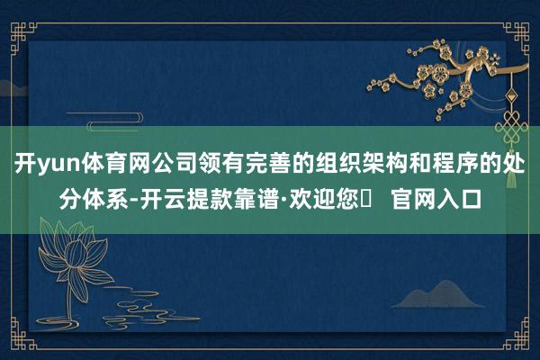开yun体育网公司领有完善的组织架构和程序的处分体系-开云提款靠谱·欢迎您✅ 官网入口
